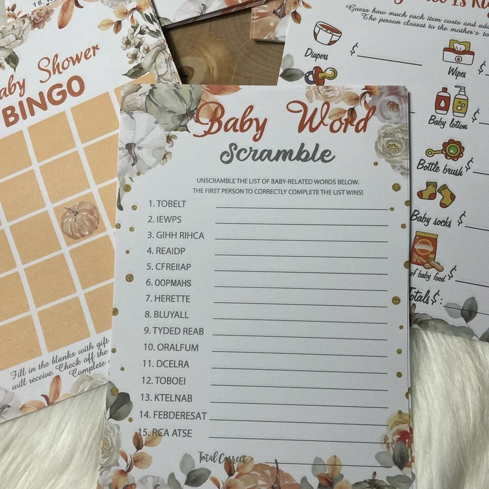 Little Pumpkin Baby Shower Unisex Games Favors